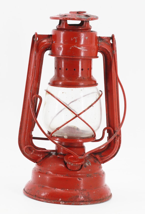 Vintage Red Hurricane Lamp - Etsy