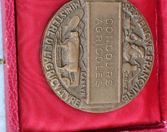 Ancienne Médaille En Cuivre Du Ministère De L’Agriculture Et Du Commerce – Collection Française