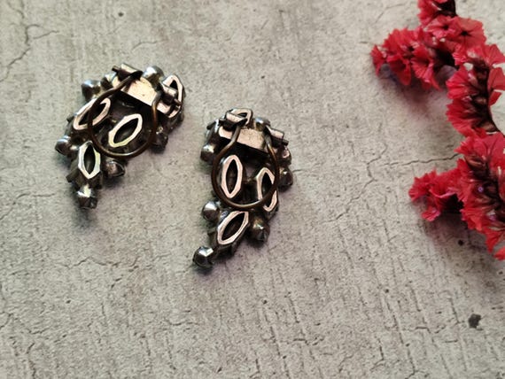 Boucles D'oreilles Anciennes à Clips - Strass Vintage - Occasion