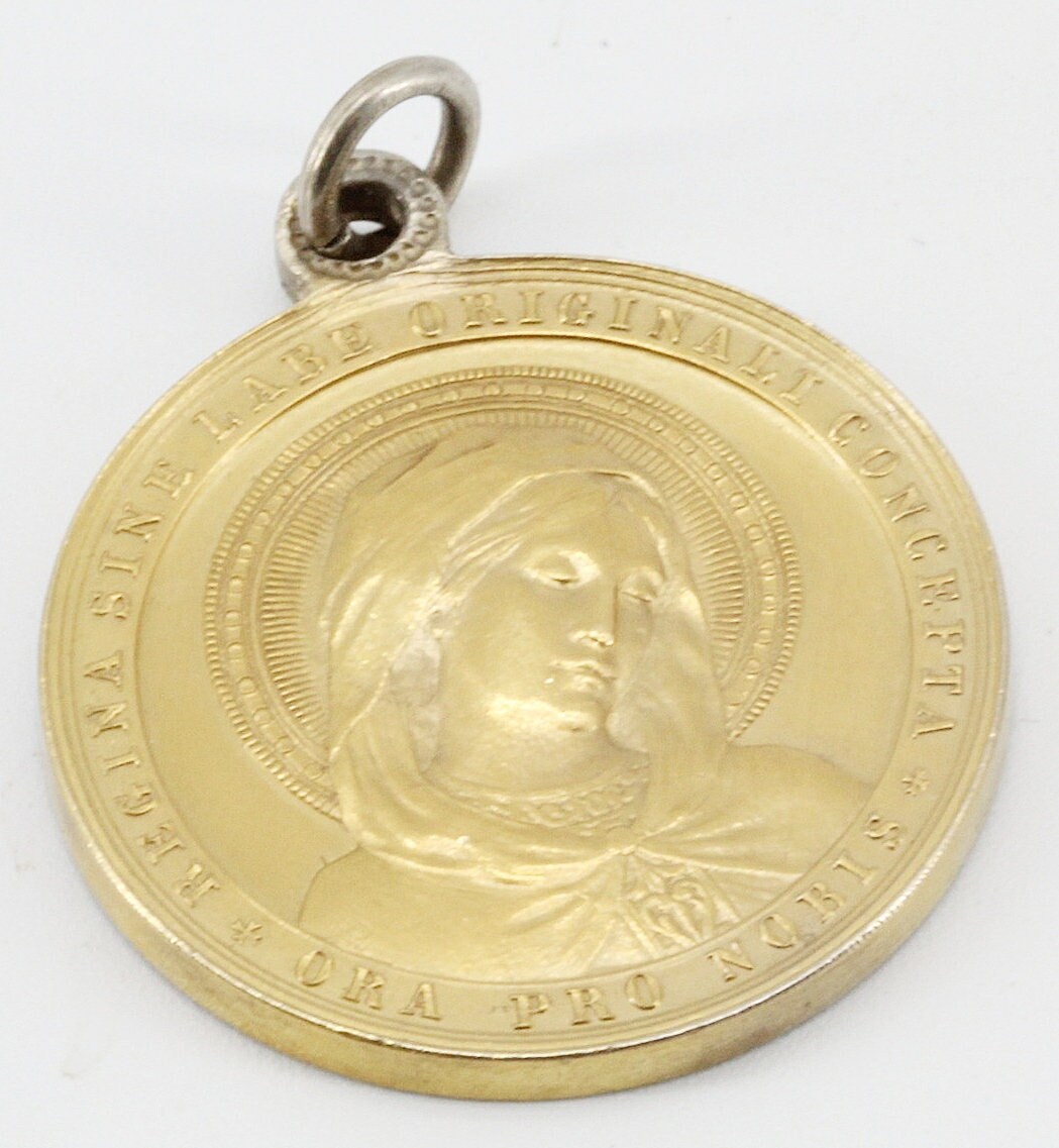Rare Grande Medaille Vierge Marie