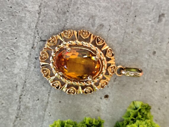 Ancien pendentif en plaqué or pierre jaune - image 3