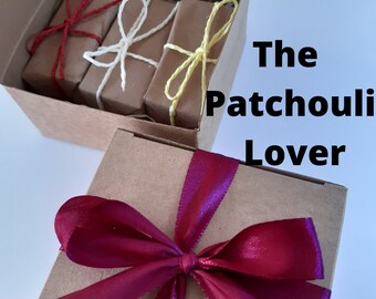 Patchouli Soaps In A Gift Set. 3 All Natural Vegan Friendly Soaps In Box. Free From Palm Oil And Plastic Wrapping