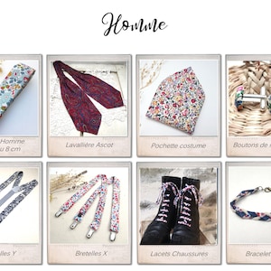 Bretelles, Noeud Papillon liberty, cravate, pochette, barrette, bracelets,bandeau... personnalisables, Réglables, sur mesure image 3