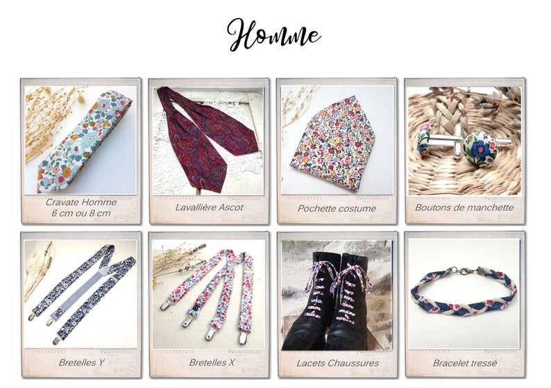 Bretelles, Noeud Papillon liberty, cravate, pochette, barrette, bracelets,bandeau... personnalisables, Réglables, sur mesure image 3