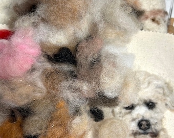 Wooly waste wool, wool scraps, pet coloured wool, felting wool 70g