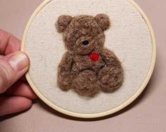Needle Felted Bear Portrait pattern, PDF, printable template and instructions, Needle Felting tutorial