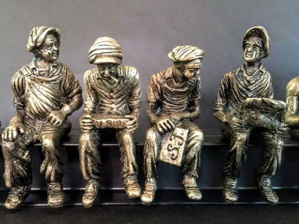 5 Inch Bronze Lunch On Top Of A Skyscraper Sculptures