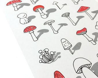 Mushrooms riso print