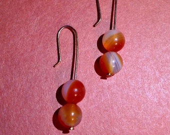 Stacked Saturn Carnelian Orb and Gold Drop Hook Earrings