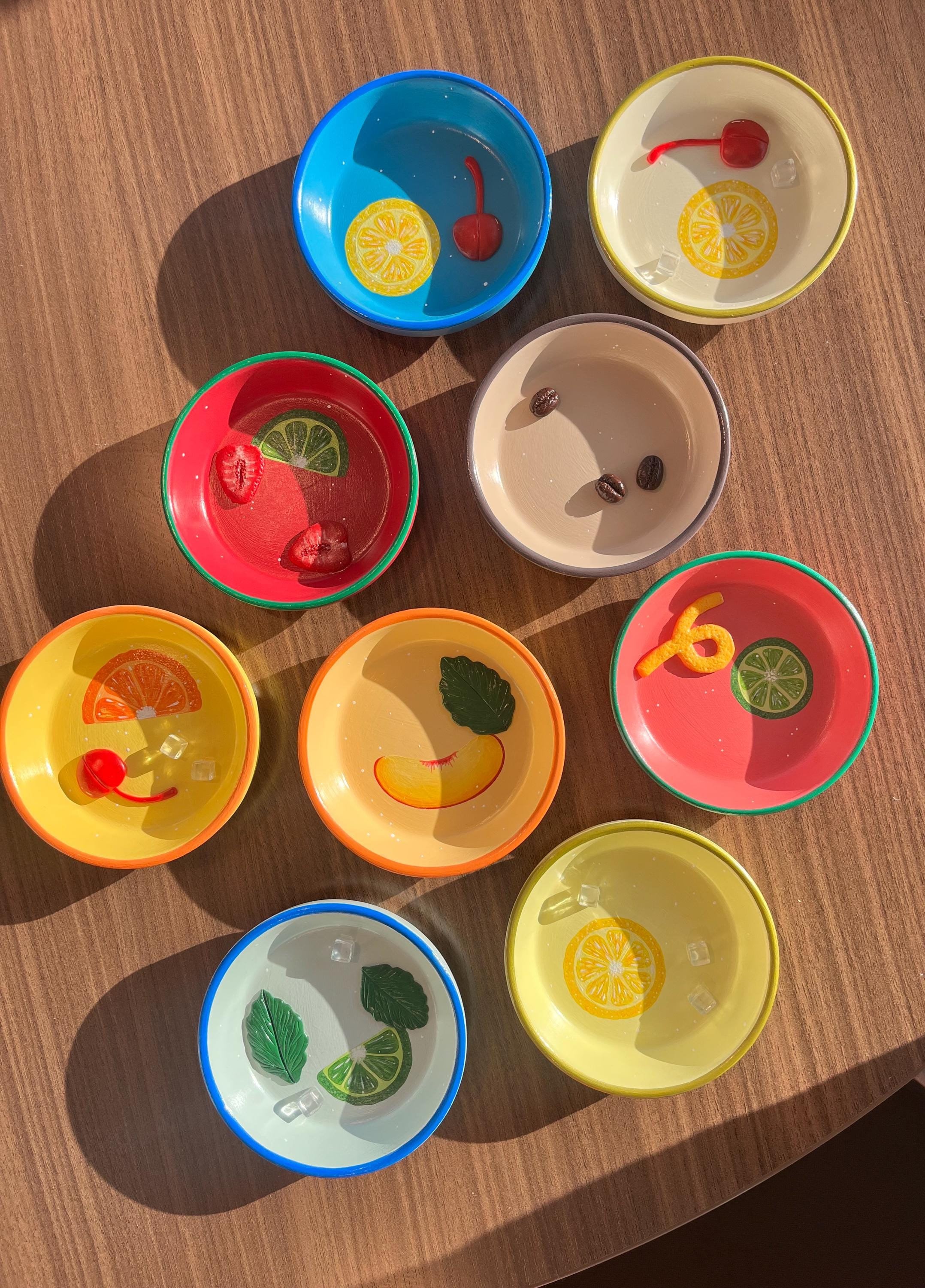 Retro Colorful Cocktail Trinket Dish