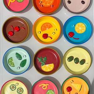 Retro Colorful Cocktail Trinket Dish, Hand Painted Clay Ring Dish, Bar Cart Decoration, Jewelry Dish Pottery Gift, Martini Mojito Olive image 9