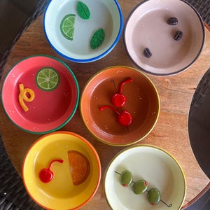 Retro Colorful Cocktail Trinket Dish, Hand Painted Clay Ring Dish, Bar Cart Decoration, Jewelry Dish Pottery Gift, Martini Mojito Olive image 11