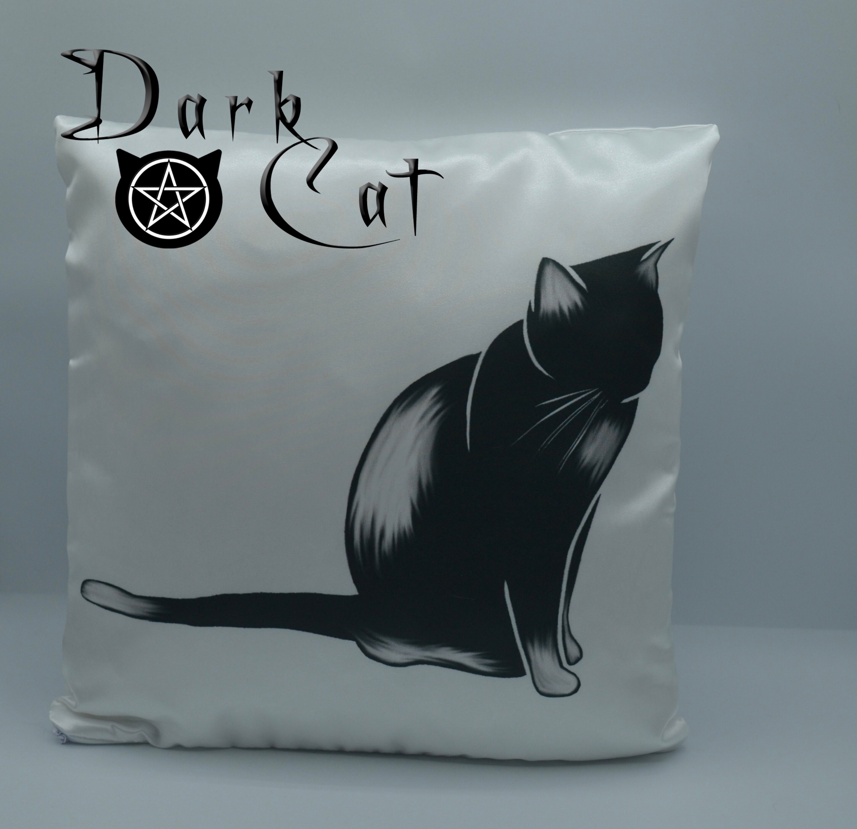 Coussin Chat Noir Satin
