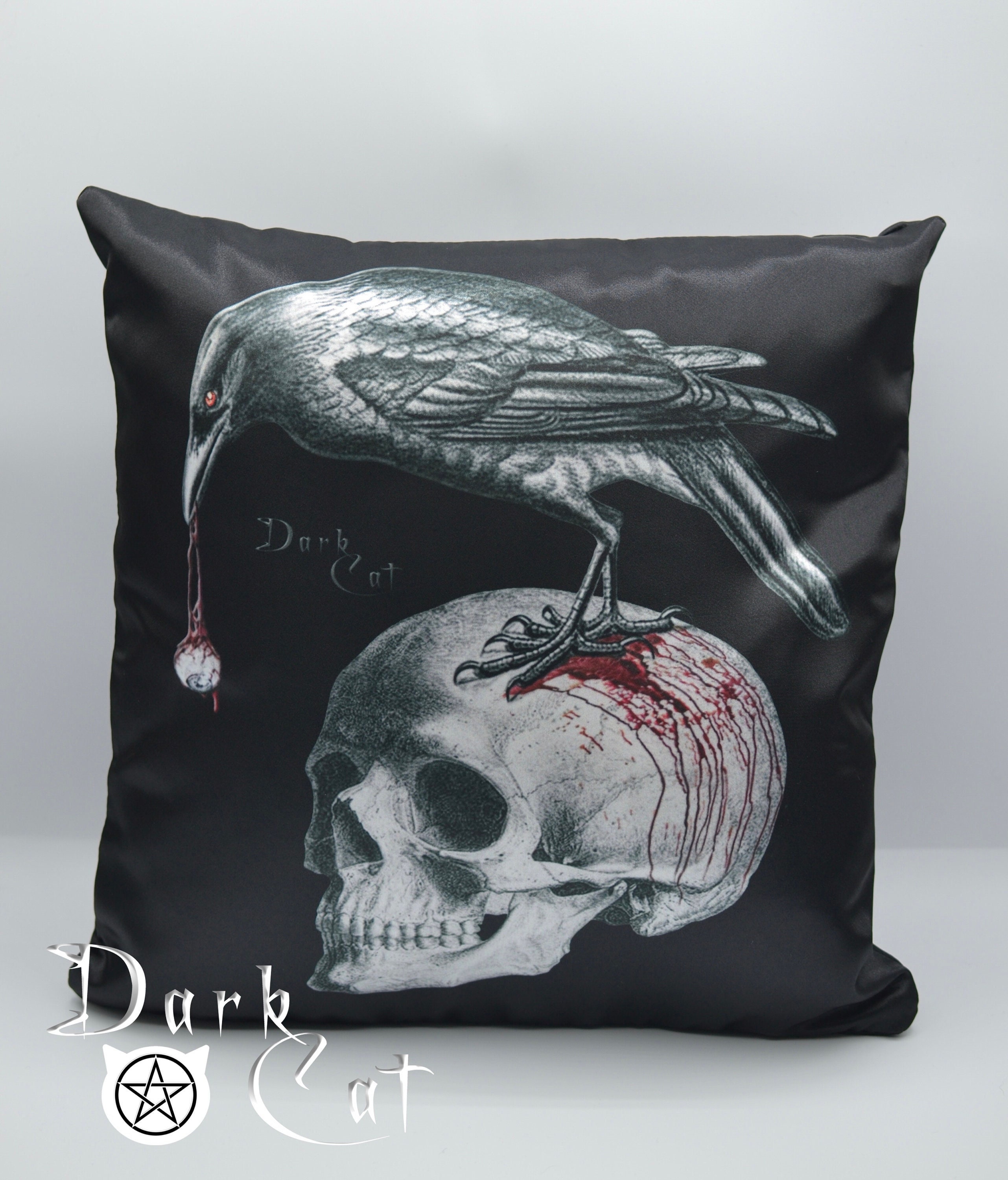 Coussin Corbeau Satin