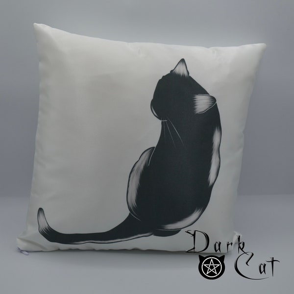 Coussin « Chat noir » satin