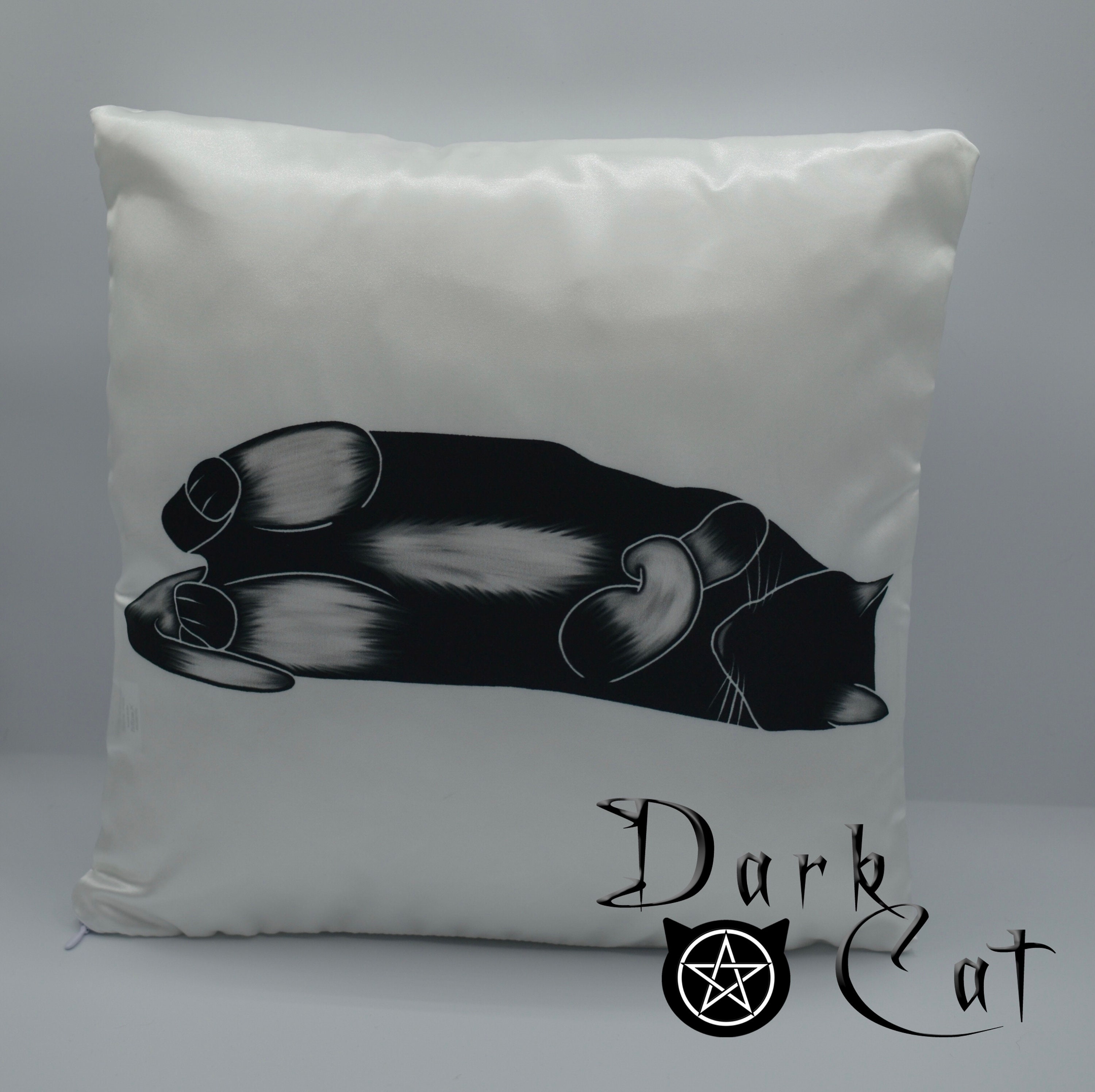 Coussin Chat Noir Satin