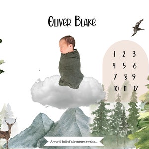 Baby Boy Milestone Blanket | Forest Adventure