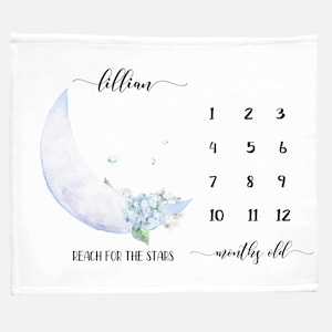 Celestial Milestone Blanket |Baby Girl Moon Blanket