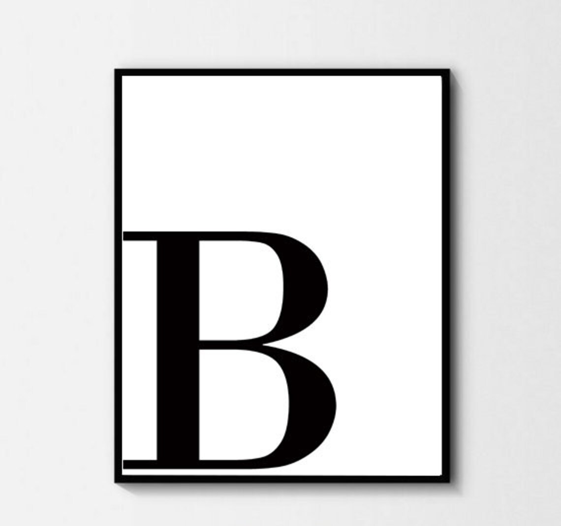 Letter B Initials Typography Wall Art Etsy