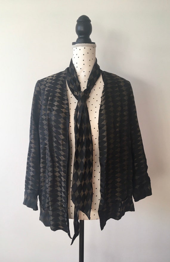 1920s 1930s silk black & gold lamé jacket