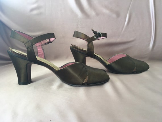 1930s peep toe satin shoes sandals - Gem