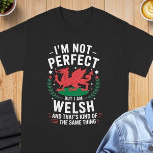 Welsh Dragon T Shirt, Funny Wales Gift, I&#39;m Not Perfect I&#39;m Welsh Tee, Unique Welsh Pride, Wales Fan Apparel, Dragon of Wales Shirt