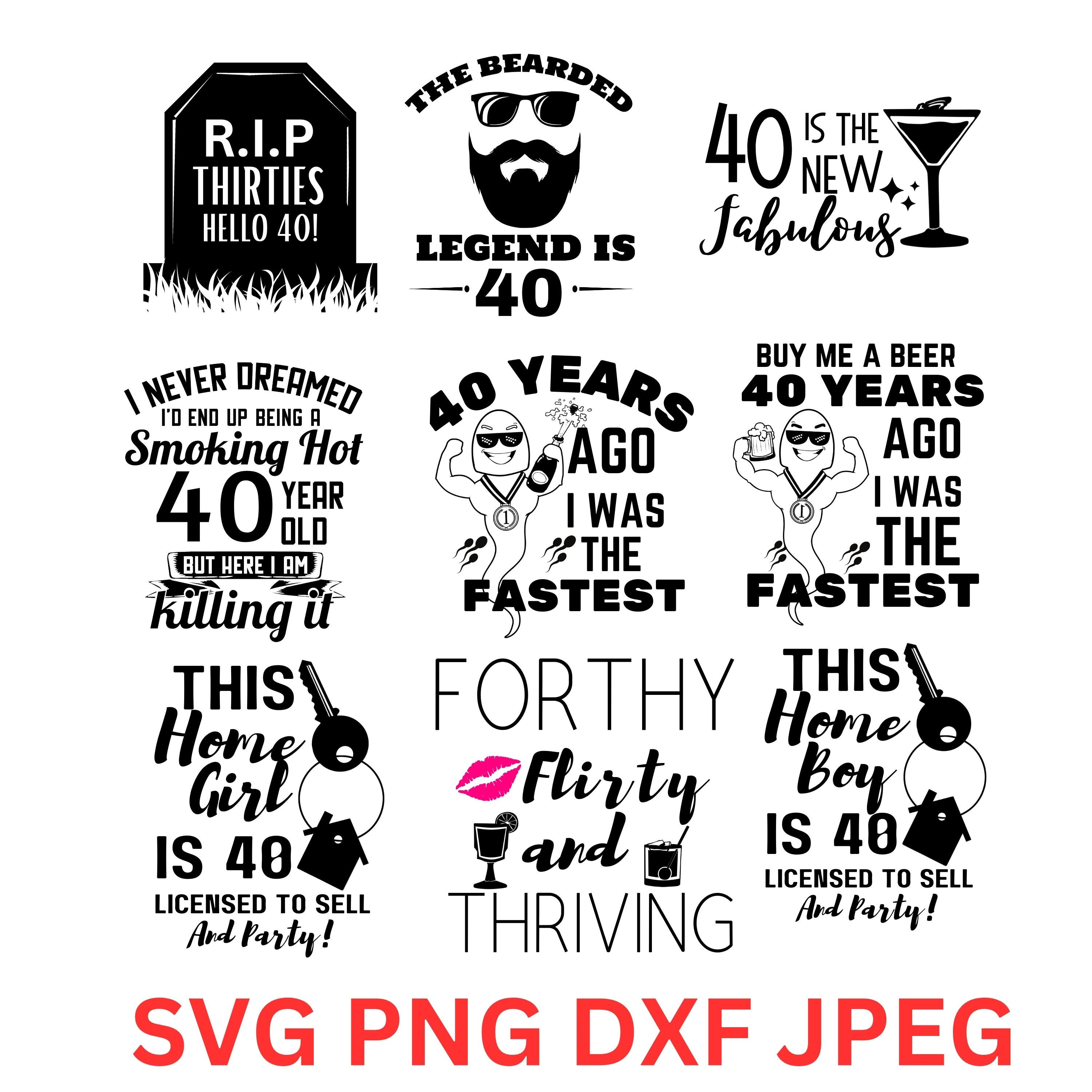 Funny 40th Birthday - 40 Years Svg - Party Favor 40 PNG - Digital
