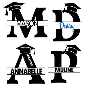 Monogramme lettre alphabet police diplômée - conception numérique - svg, jpeg, png, dxf- diy graduation craft