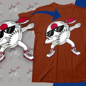 Cool Dabbing Baseball Character, Japan Flag Bandana, Sporty Cartoon Design for T-shirts, Hats, Mugs, Digital Download