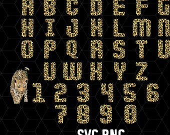 Czcionki Leopard Svg - Litery Cheetah Cricut - Pobieranie cyfrowe - Cyfry Animal Print - Alfabet dżungli - Plik do cięcia sylwetki