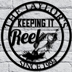 Personalized Fish Metal Sign - Customized Family Name - Bass Fishing Custom Outdoor - Fisherman Gifts