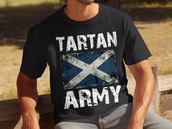 Tartan Army T-Shirt, Distressed Scottish Flag Tee, Scotland Football Supporter Gift, Vintage Saltire Shirt, Scottish Heritage Pride Top