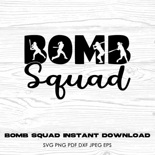 Bomb Squad Pitcher Svg File - Téléchargement numérique - Softball Svg Cricut - Baseball Girl - Fichier de coupe pour la silhouette