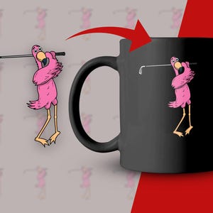 Funny Pink Flamingo Playing Golf Digital Art, Cute Animal Golf PNG, Instant Download Sublimation, Flamingo Golfer Clipart