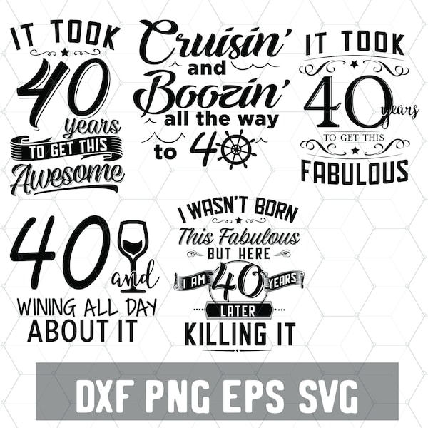 Funny 40th Birthday - 40 Years Svg - Birthday 40 PNG - Digital Download - Birthday Cricut - Craft Supplies - Cut File for Silhouette