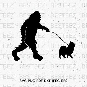 Bigfoot Walking Pomeranian Svg File- Dog Rescue Png - Digital Download - Cut File for Silhouette image 1