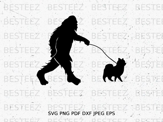 Bigfoot Walking Pomeranian Svg File- Dog Rescue Png - Digital Download - Cut File for Silhouette