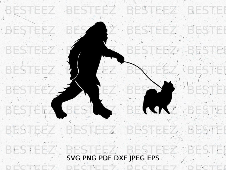 Bigfoot Walking Pomeranian Svg File- Dog Rescue Png - Digital Download - Cut File for Silhouette image 1