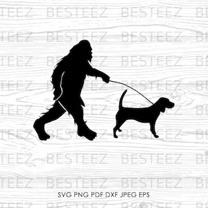 Bigfoot Walking Beagle Svg File- Sasquatch Png Files - Digital Download - Cut File for Silhouette