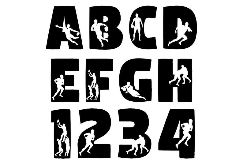64 Rugby Lettering Rugby Font, OTF TTF, Uppercase Letters, and Numbers, Installable Sports ...
