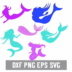 Mermaid SVG  - Mermaid Gift Vector - Mermaid Party Clipart - Beach Sea Creatures - Girls Party  - SVG PNG Download