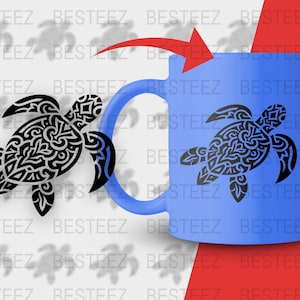 Turtle SVG Cut File, Tribal Turtle Design, Sea Turtle Clipart, Ocean Life Digital Download, Turtle Wall Art, Cricut File