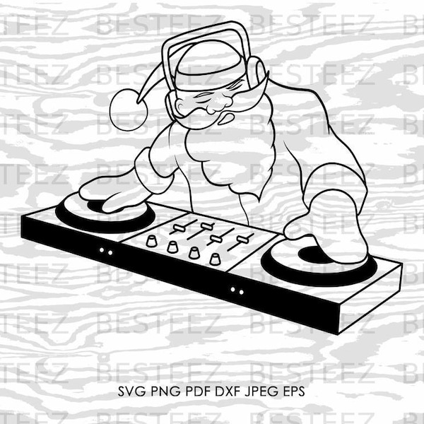 Santa Claus DJ Svg File- Christmas Png - Digital Download - Cut File for Silhouette