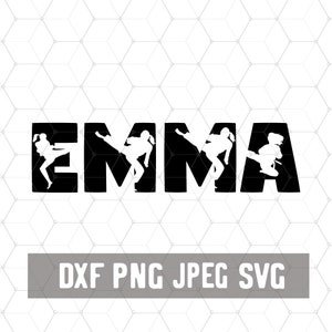 Custom Name Taekwondo SVG - Emma Svg - TKD Cricut - Files Cricut  - Karate  Dxf - Martial Arts Silhouette Download - Dance Clipart