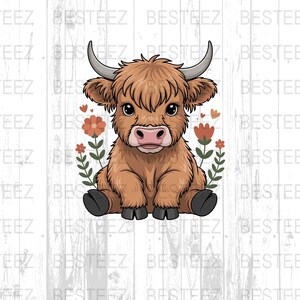 Highland Cow Digital Art, Cute Cow PNG, Cow svg, Nursery Art, Farm Animals, Digital Download, jpeg dxf for Cricut, Wall Art, Clipart