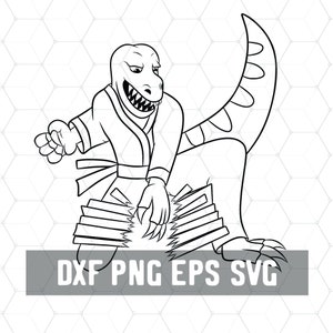 Dino Taekwondo SVG - T-Rex Svg - Dinosaur Karate - Digital Download - Tyrannosaurus - Black Belt Boys Gift - Coloring Page Crafting Gifts