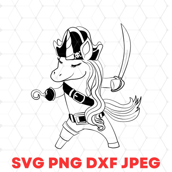 Cute Unicorn Pirate SVG, JPEG, PNG, DxF - Digital Design - Instant Download