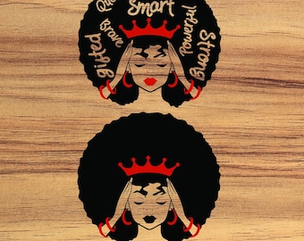 Melanin Black Queen - Black Girl Magic - Natural Afro Hair SVG - African American Word - Educated Queen PNG Download