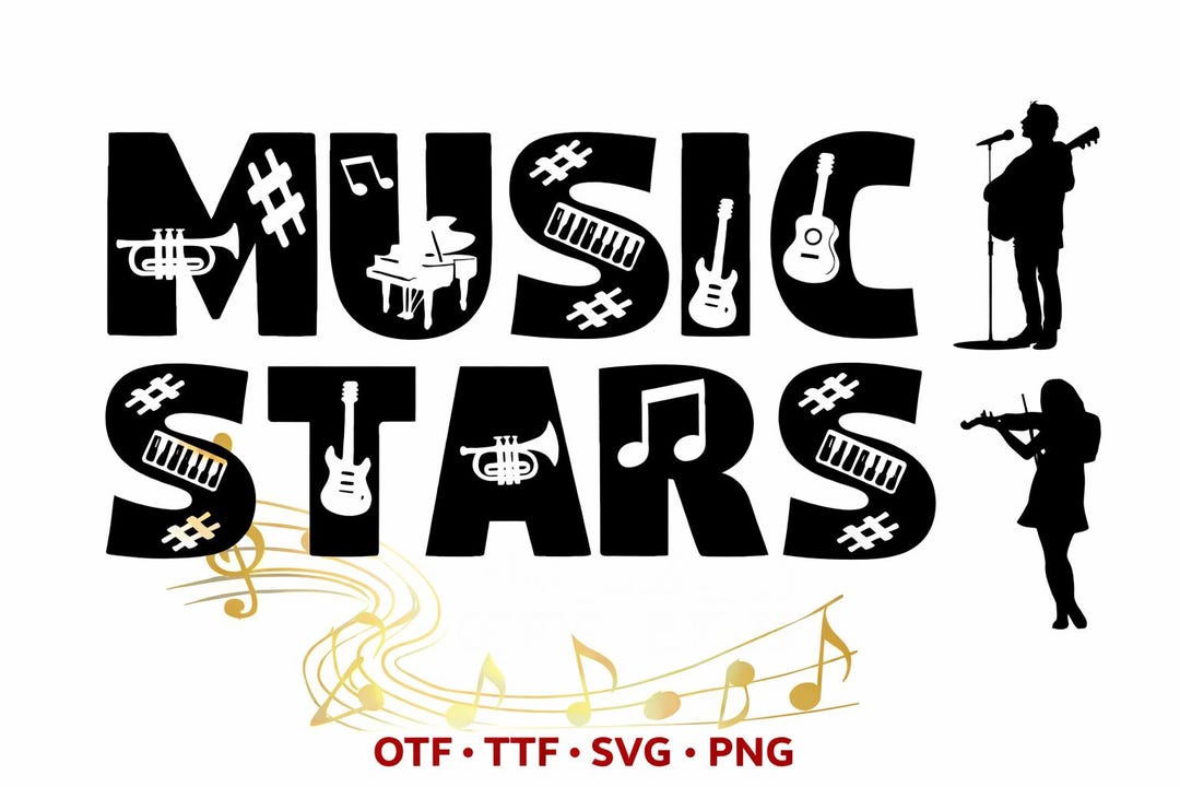 Musical Instrument Text Design Musical Instruments, Alphabet Fonts Otf, Ttf, Svg, Png, Music Letter ...
