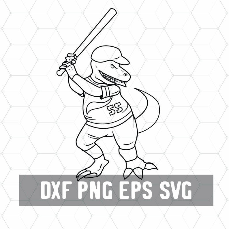 Dino Baseball SVG TRex Svg Dinosaur Softball Digital Etsy